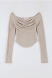 Yuje shirring crop off-shoulder tee