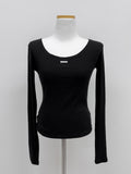 Dipping U-neck Long Sleeve T-shirt