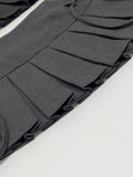 [Brushed Fabric] Noir Strap Pleated Mini Skirt