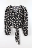 Cropped Wrap Flower Blouse