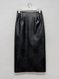 Leather Slit H-ine Long Skirt