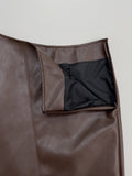 Leather Slit H-ine Long Skirt