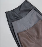 Leather Slit H-ine Long Skirt