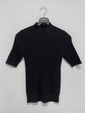 [Plan] Ribbed mock neck slim fit half T-shirt
