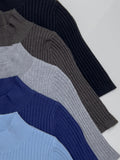 [Plan] Ribbed mock neck slim fit half T-shirt