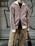Mix Wool High-Neck Knit Zip-up