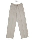 Linen semi-wide banding pants