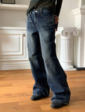 Delray Back Slit Wide Denim Pants
