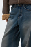 Double washing wide jeans