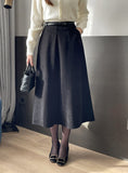 Meshu Suede Flare Long Skirt (Belt Set)