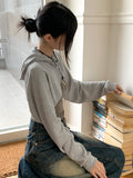Lots Snap Button Waffle Layered Hood Bolero