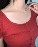 Plain Wrinkle Wave Button Short Sleeve Cardigan