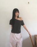 Boheme Stud One Off-Shoulder Pigment Short Sleeve T-Shirt