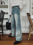 Marl flare denim pants