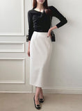 Delo Shirring Unbalanced Drape Knit