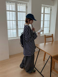 [Unisex] Melandy Stripe Collar Long Sleeve Tee
