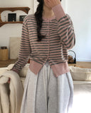 Muted color matching stripe cardigan