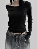 Long Shoulder Button T-shirt