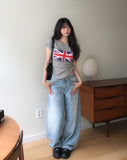 Blush Lace Sagging Denim Pants