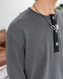 Nera Crop Waffle Henry Neck Tee