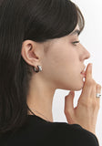 Triple Cut-Out Silver (W) One-Touch Earrings