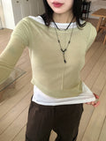 Nut Unbalance Layered Color Matching Long Sleeve T-shirt