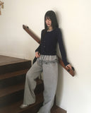 Nib chiffon lace knit cardigan