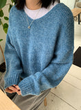 Yussui wool color V-neck knit