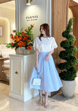Eshuang Round Neck Chiffon Winged T-Blouse