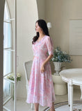 Teilrin Chiffon Shirred Long One Piece