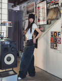 Kio two-tone layered denim pants