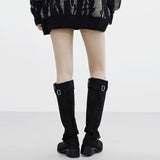 Demin Belt Suede Boots