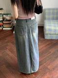Hotty Vintage Wash Summer Denim Maxi Long Skirt
