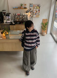 Meddent Button Stripe Collar Knit