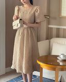 Endel Puff Jacquard Flare Long One Piece