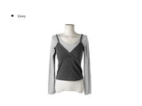 Boven Color Matching V Sleeveless T-Shirt Layered Set