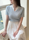 Gelato Color Matching Collar Cool Ribbed Knit