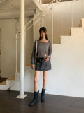 [belt set] Even Stitch Pocket Cargo Cotton Mini Skirt