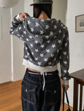 More Than Star Color Matching Two-Way Crop Hood Zip-Up