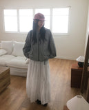 Tizen punching lace tiered long skirt