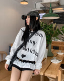 Week Heart Lettering Waffle Sweatshirt