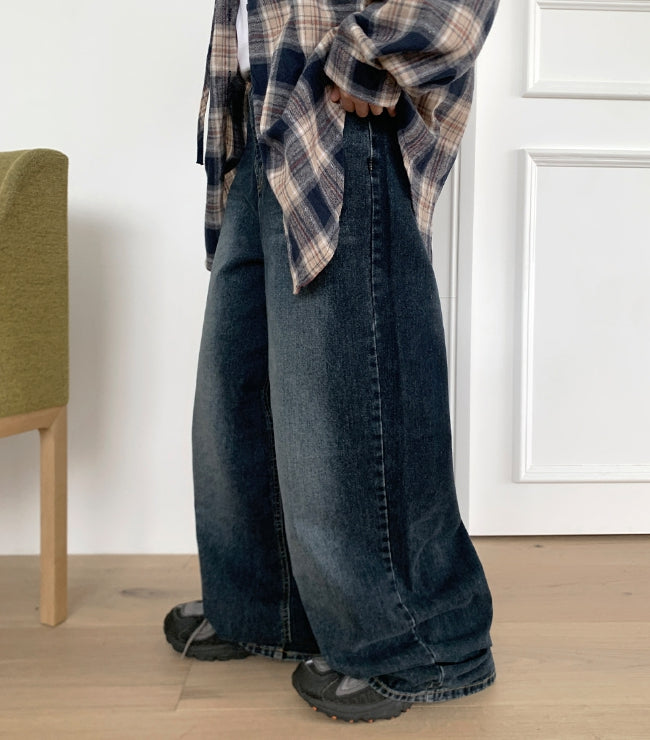 【BAON】Porui Washing Wide Denim Pants BAON (バオン) - フォルイウォッシングワイドデニムパンツ
