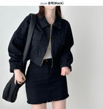 Rotty Crop Jacket Mini Skirt Two Piece Set Skirt