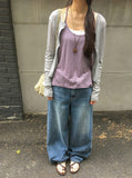 Garange Foldover Low Washing Wide Denim Pants