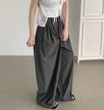 Summer Cooling Cool Pintuck Wide Banding Slacks Pants