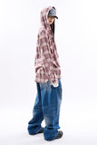 Flannel hooded over check shirt