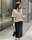 Jed-in Drape Chiffon Peplum Blouse