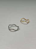 [set] Wave two-tone layered ring