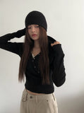 Brim brushed wrap button hoodie
