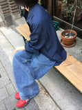 Hamir Side Button Denim Wide Pants